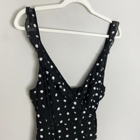 Hutch Georgia Maxi Dress Ruffles Wrap Floral Polka Dots Layered Cocktail Black - Picture 4 of 12